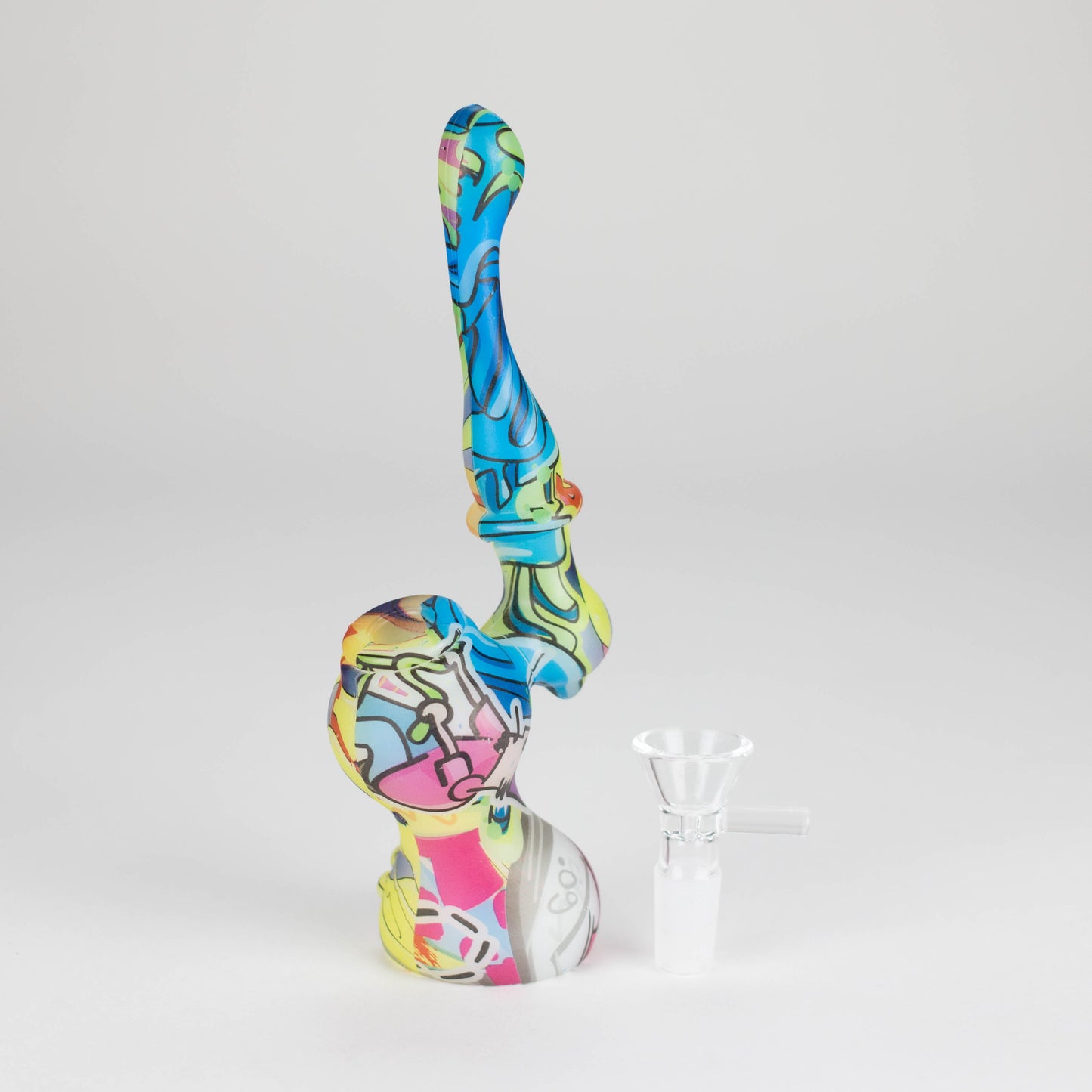 7" Single chamber graphic silicone bubbler-Assorted_4