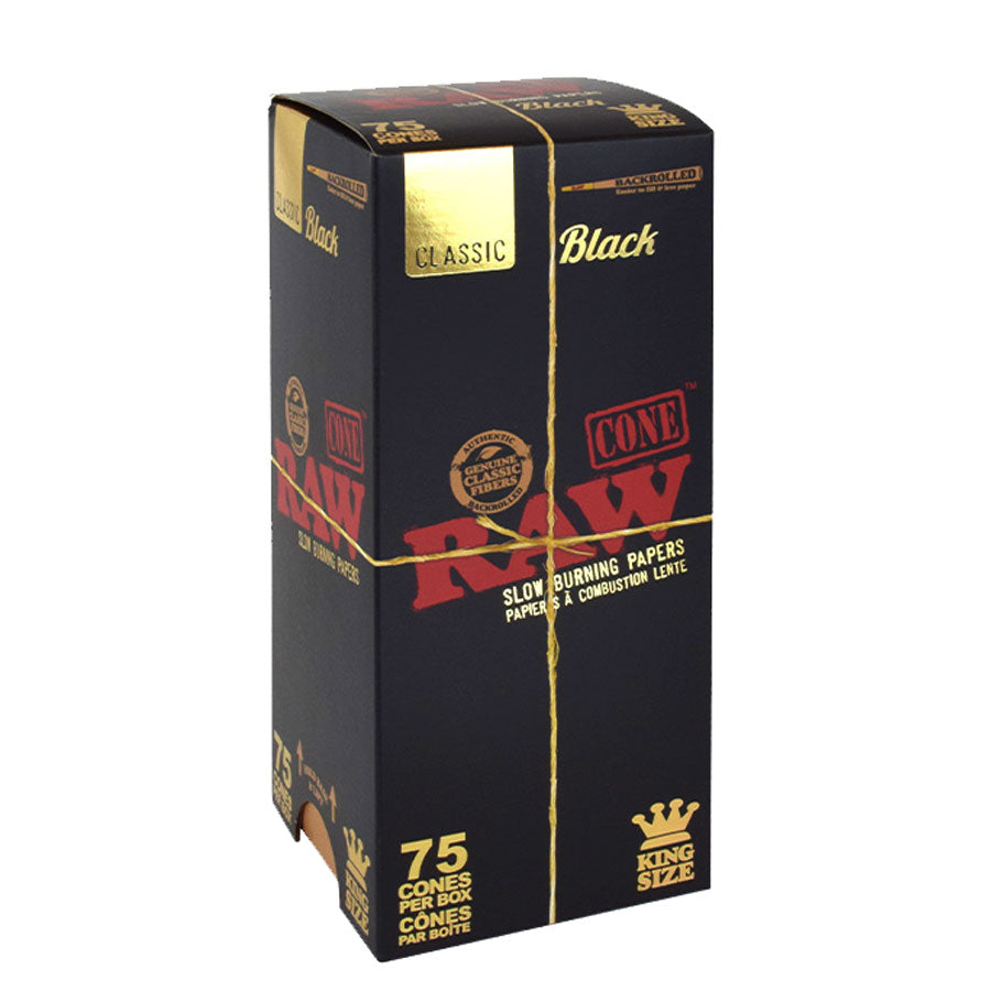 RAW | Black King Size Pre-Rolled Cones – 75 Pack