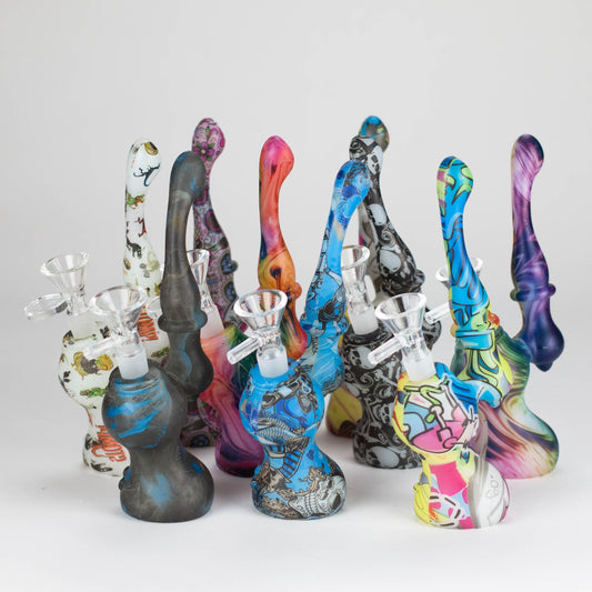 7" Single chamber graphic silicone bubbler-Assorted_0