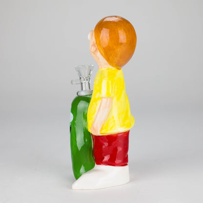 7.75″ Vintage Hippie Boy Ceramic Bong – Cartoon-Inspired Fun Design [ES085WP]