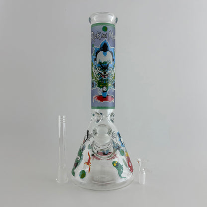 14" Glow in the Dark Cartoon Beaker Bong – 7mm Thick Borosilicate Glass