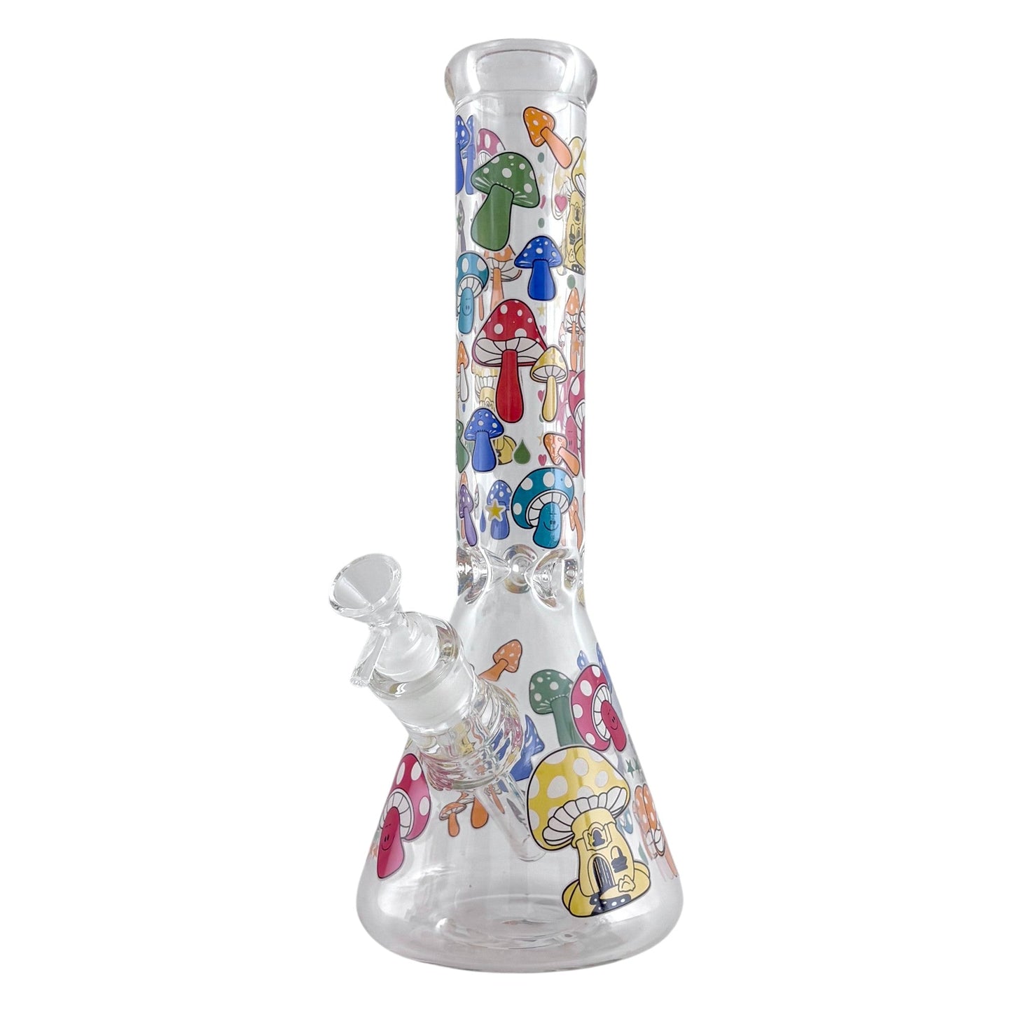 14" Glass Beaker Bong – 7mm Thick with Sticker Art Designs