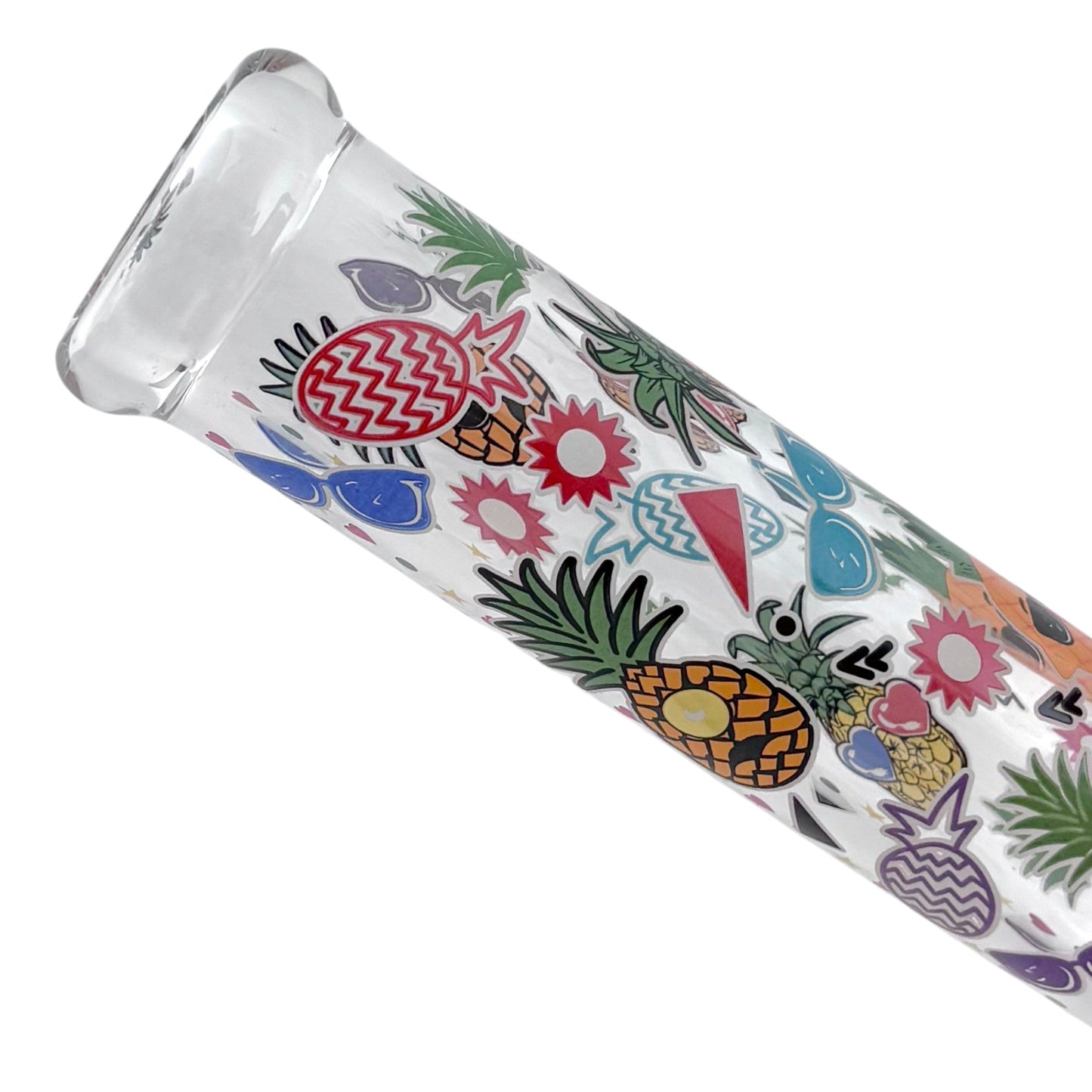 14" Glass Beaker Bong – 7mm Thick with Sticker Art Designs