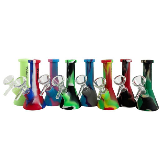 3" Silicone Water-Pipe with Built-In Stem & 14mm Glass Bowl