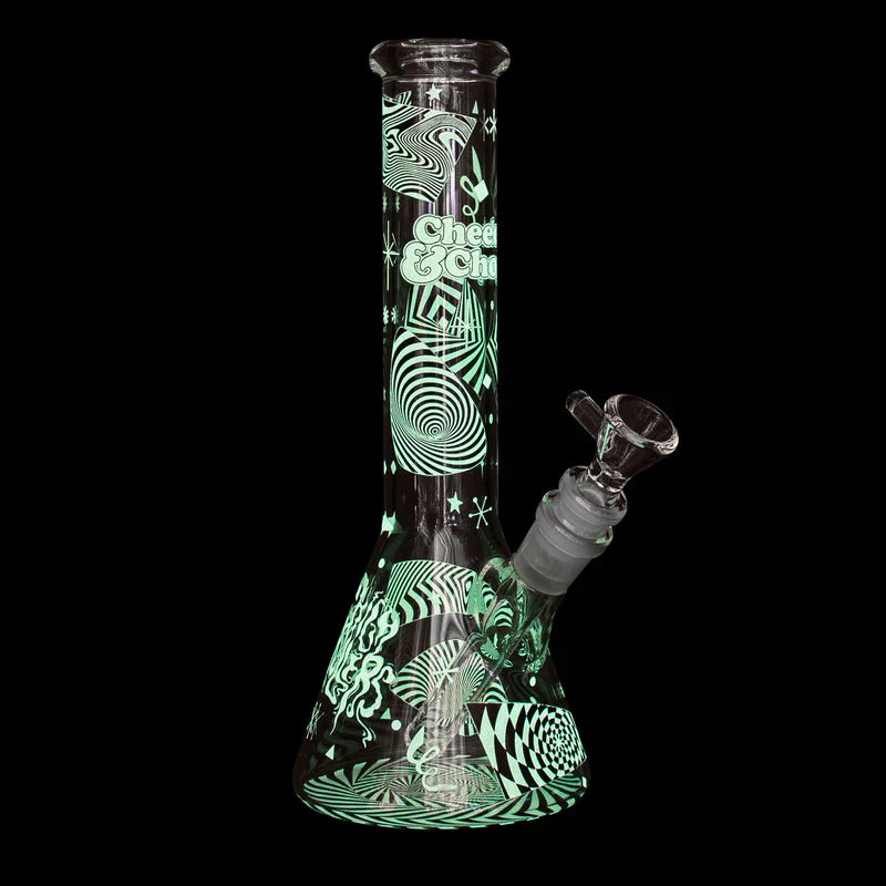 Cheech & Chong® Glass | 10" Optical Illusion Glow-in-the-Dark Water Pipe [CC172]