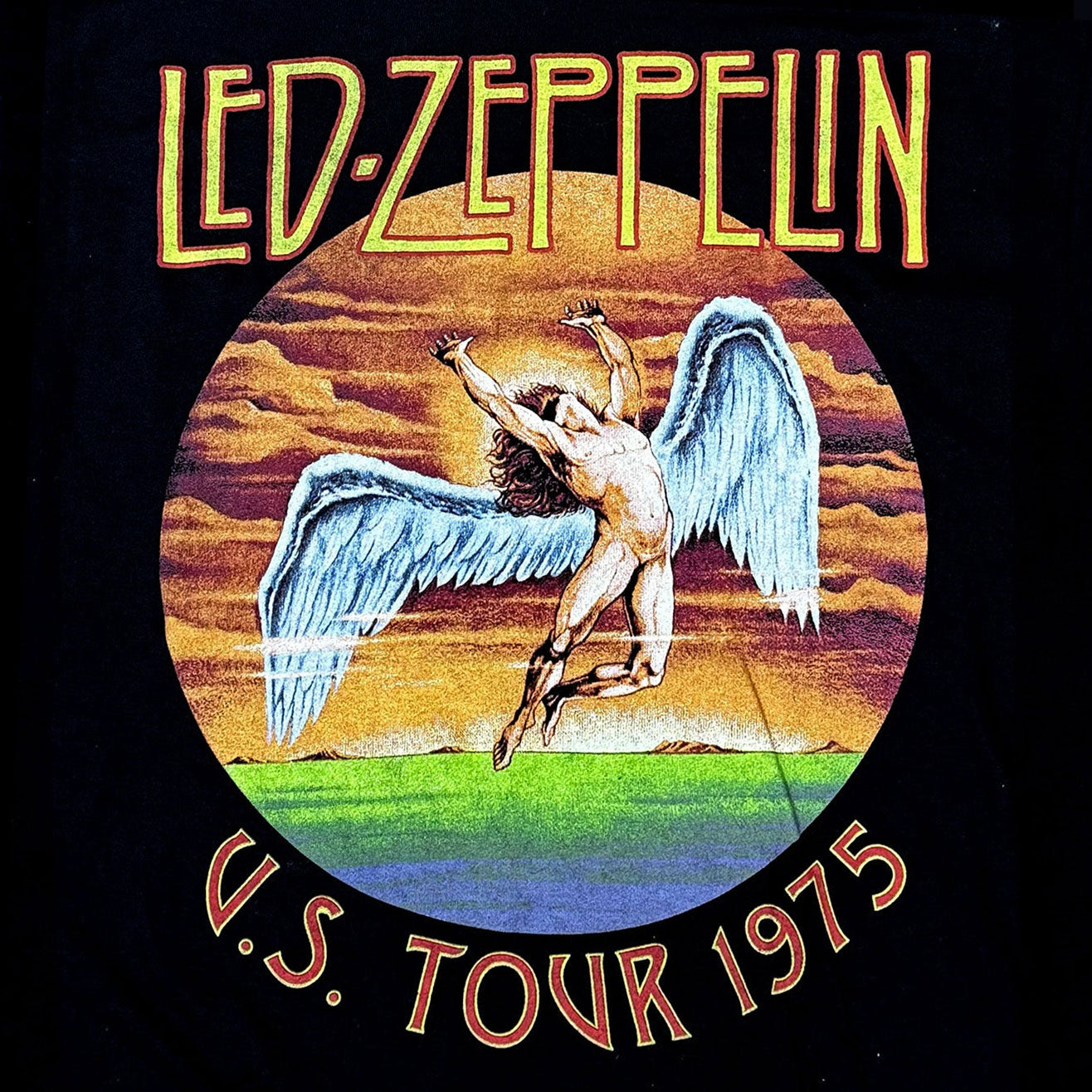 Led Zeppelin | "Swan 77 Distressed" Men's T-Shirt Black - Officially Licensed
