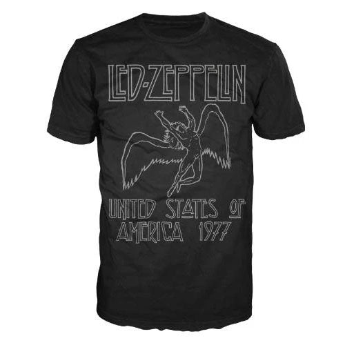 Led Zeppelin | "Swan 77 Distressed" Men's T-Shirt Black - Officially Licensed